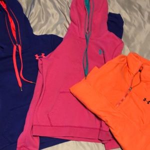 Lot of Under Armour hoodies and 3/4 zip